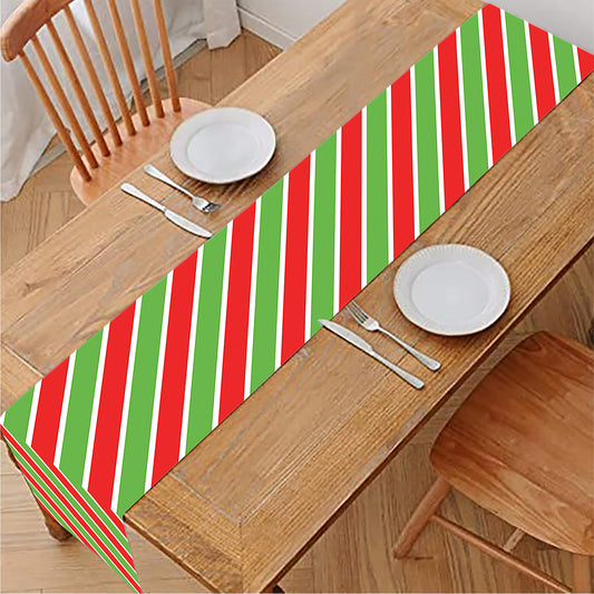 Xmas Candy Cane Stripes Print Table Runner
