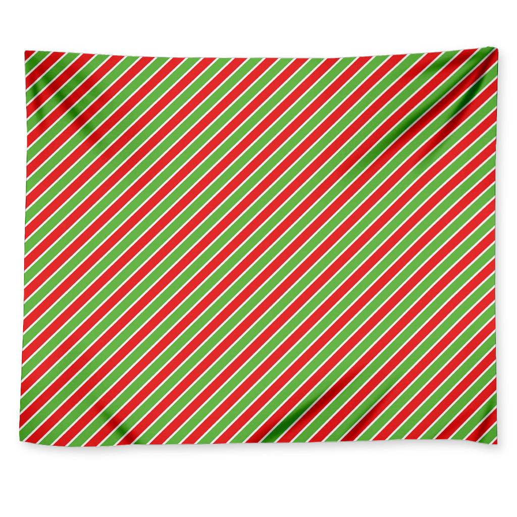 Xmas Candy Cane Stripes Print Tapestry