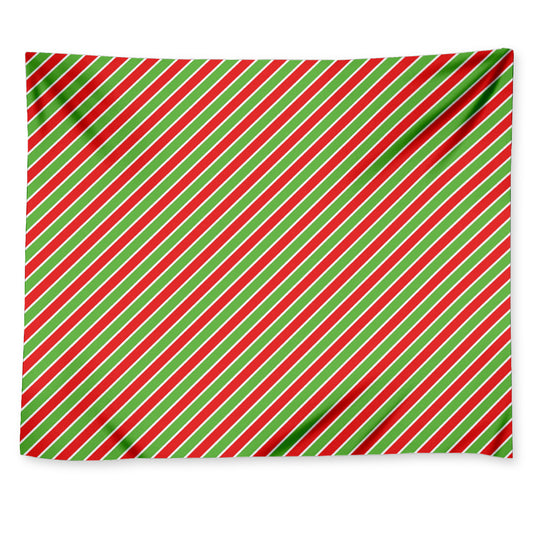 Xmas Candy Cane Stripes Print Tapestry