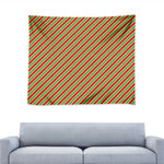 Xmas Candy Cane Stripes Print Tapestry