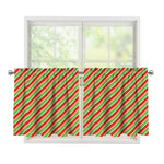 Xmas Candy Cane Stripes Print Tier Curtains