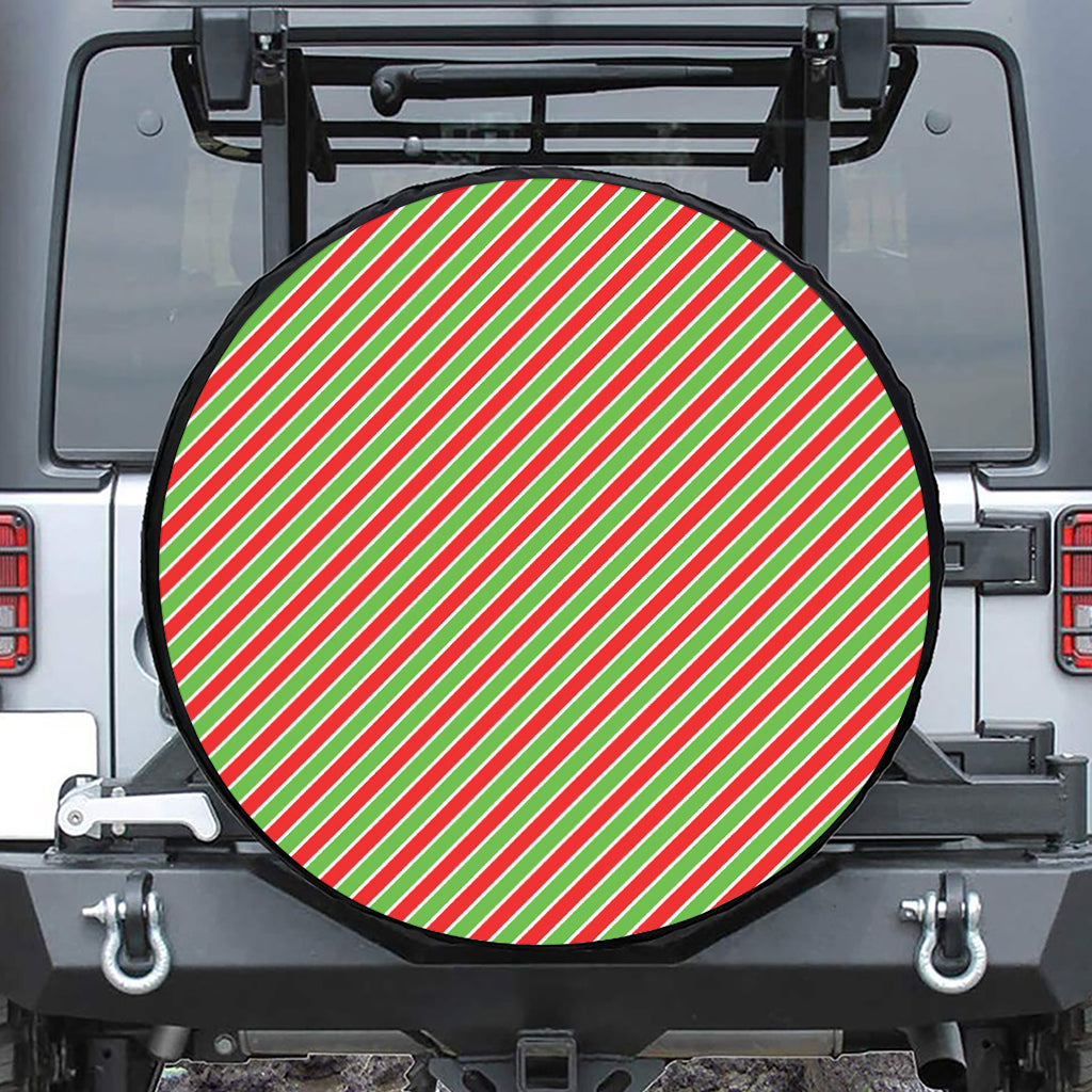 Xmas Candy Cane Stripes Print Tire Cover