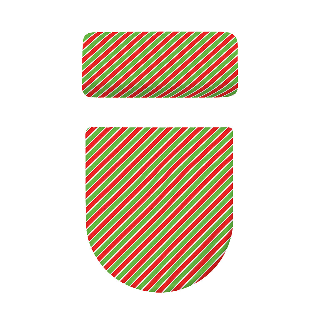 Xmas Candy Cane Stripes Print Toilet Lid And Tank Cover Set