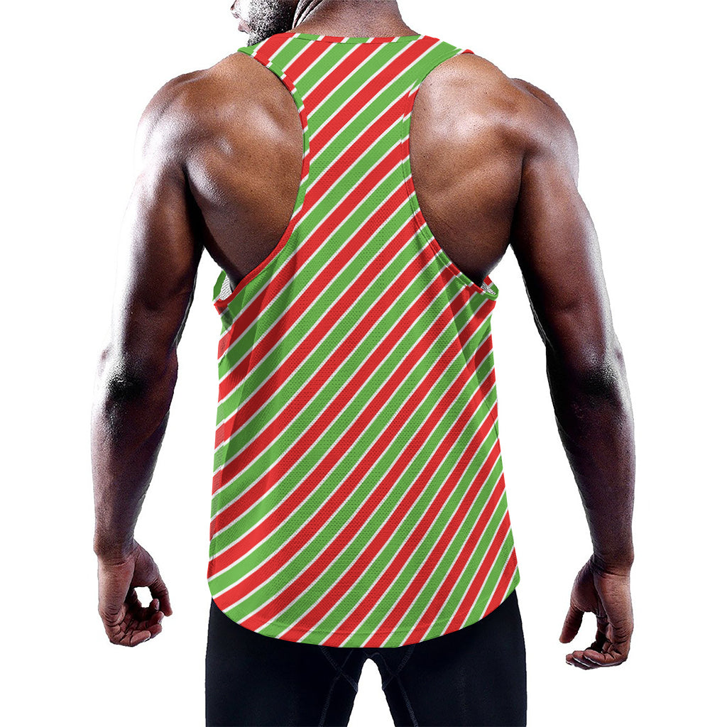 Xmas Candy Cane Stripes Print Training Tank Top