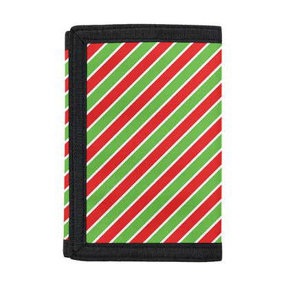 Xmas Candy Cane Stripes Print Trifold Wallet