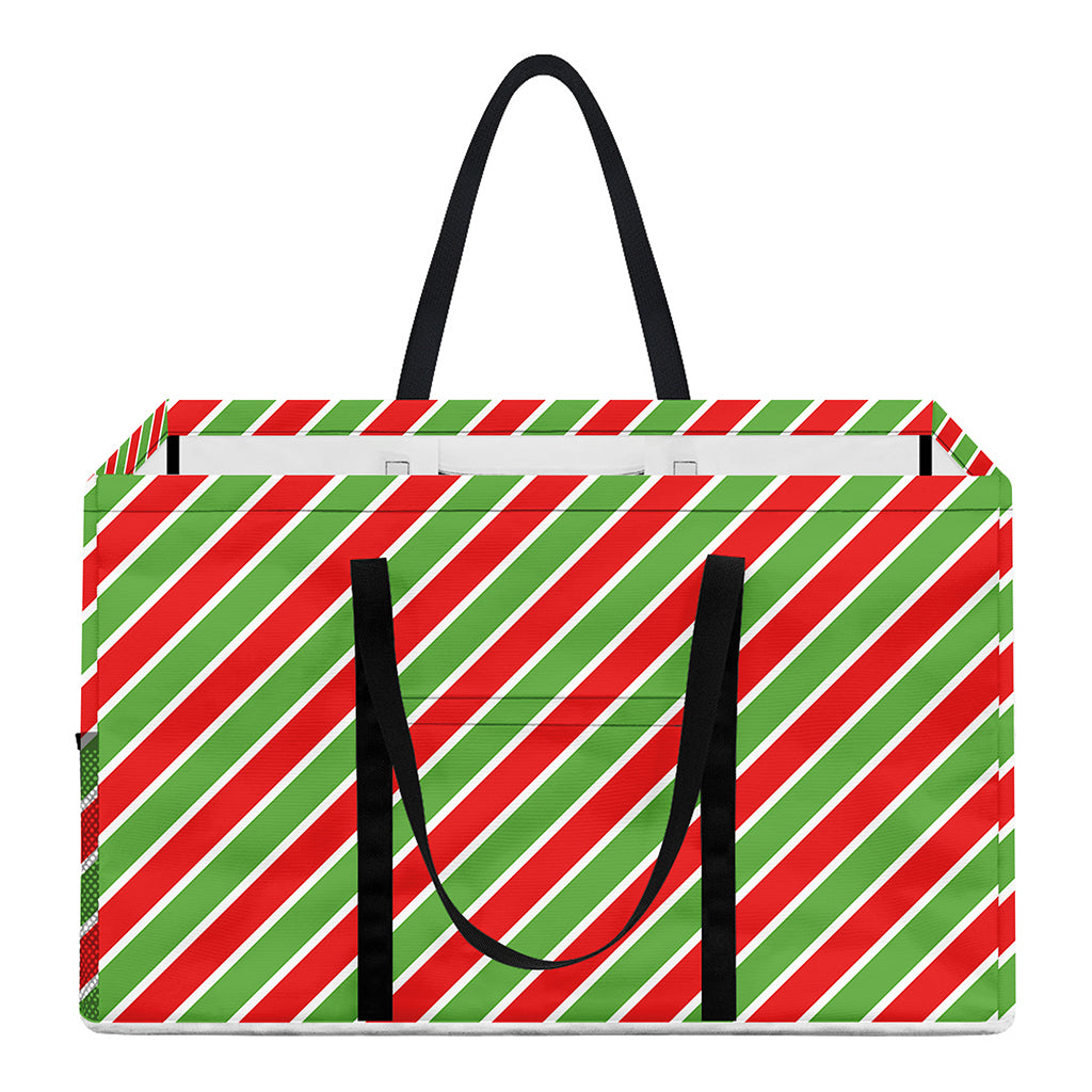Xmas Candy Cane Stripes Print Utility Tote Bag