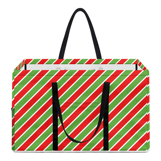 Xmas Candy Cane Stripes Print Utility Tote Bag