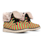 Xmas Candy Cane Stripes Print Winter Boots