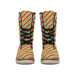 Xmas Candy Cane Stripes Print Winter Boots