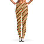 Xmas Candy Cane Stripes Print Women's Leggings