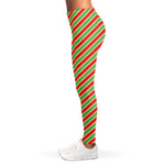 Xmas Candy Cane Stripes Print Women's Leggings