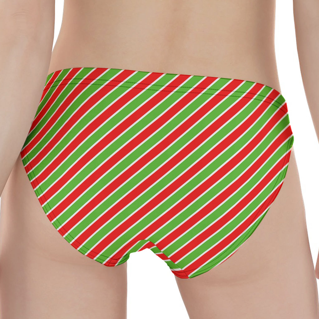 Xmas Candy Cane Stripes Print Women's Panties