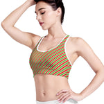 Xmas Candy Cane Stripes Print Women's Sports Bra