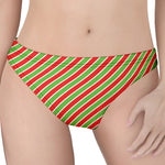 Xmas Candy Cane Stripes Print Women's Thong