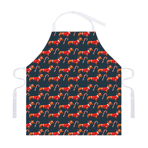 Xmas Dachshund Pattern Print Adjustable Apron