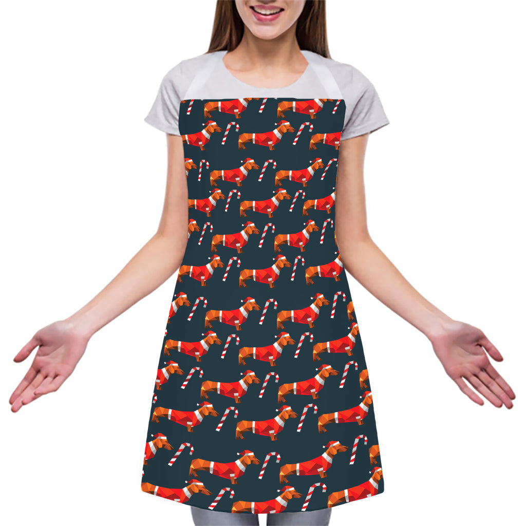 Xmas Dachshund Pattern Print Adjustable Apron