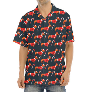 Xmas Dachshund Pattern Print Aloha Shirt