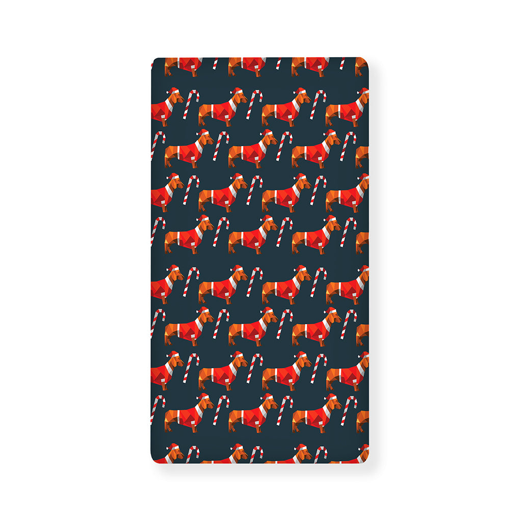 Xmas Dachshund Pattern Print Baby Crib Sheet