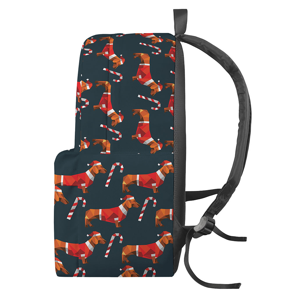 Xmas Dachshund Pattern Print Backpack