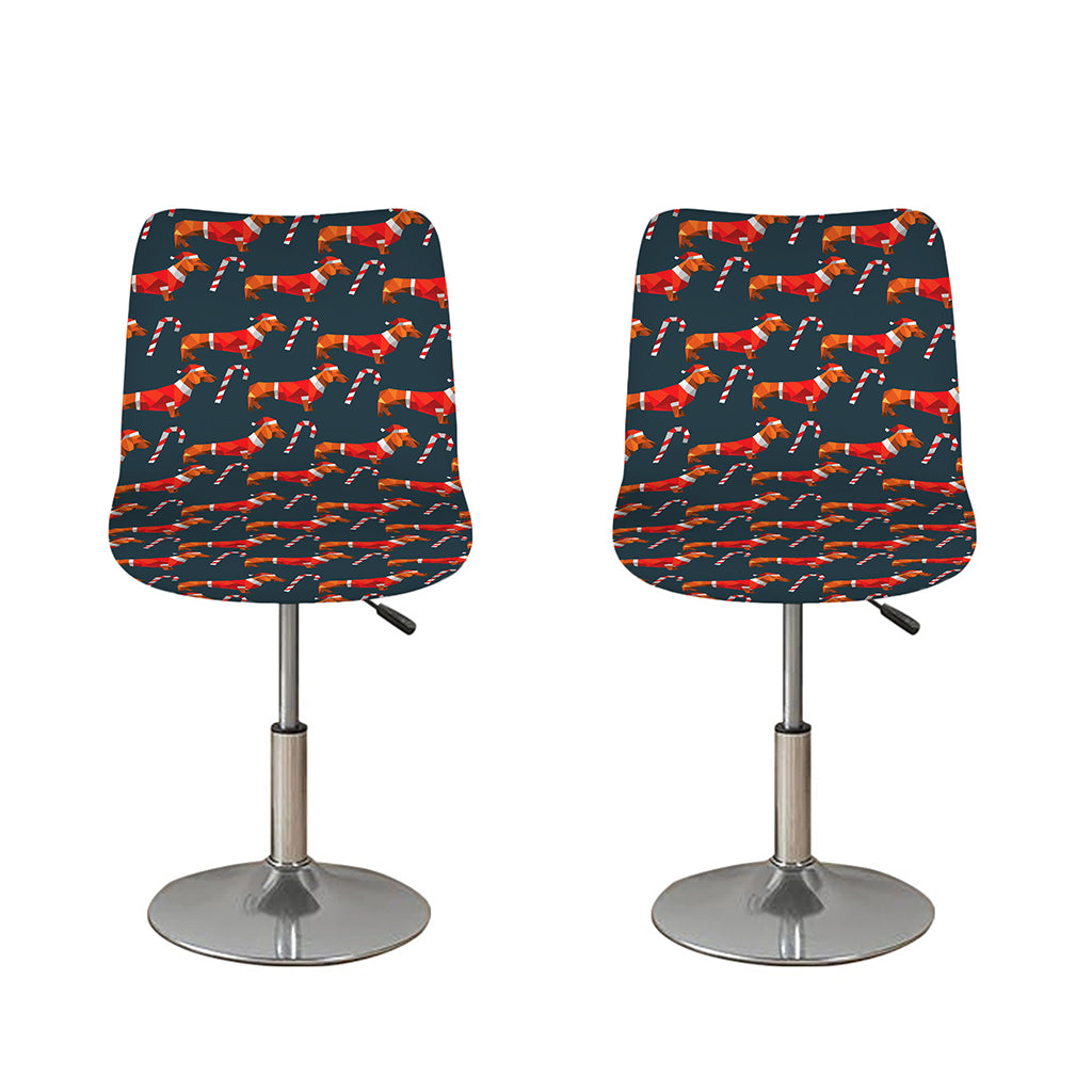 Xmas Dachshund Pattern Print Bar Stool Covers