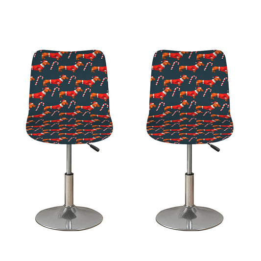 Xmas Dachshund Pattern Print Bar Stool Covers