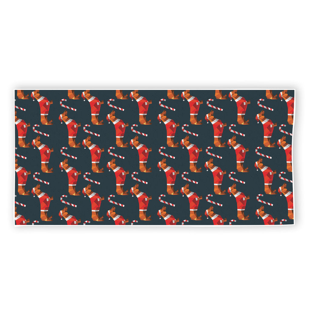 Xmas Dachshund Pattern Print Beach Towel