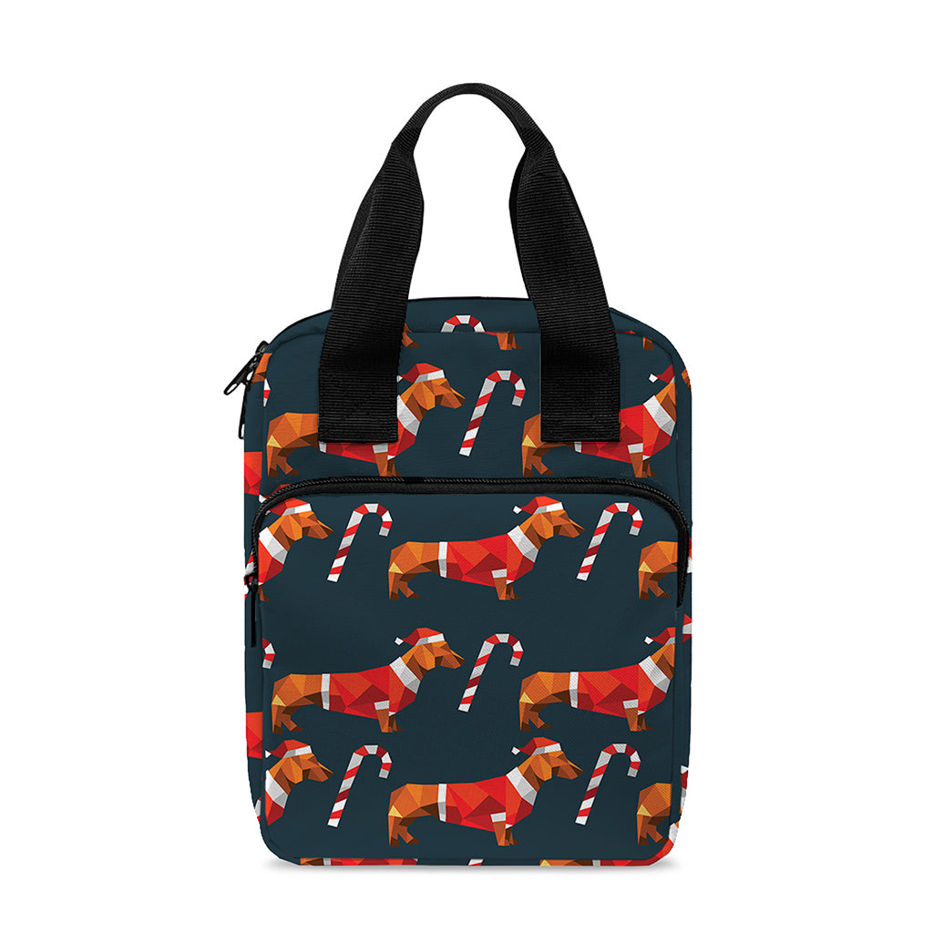 Xmas Dachshund Pattern Print Bible Tote Bag