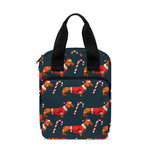 Xmas Dachshund Pattern Print Bible Tote Bag