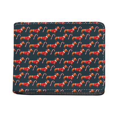 Xmas Dachshund Pattern Print Bifold Wallet