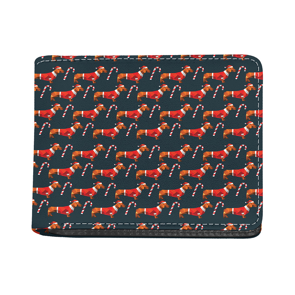 Xmas Dachshund Pattern Print Bifold Wallet