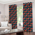 Xmas Dachshund Pattern Print Dimout Grommet Curtains