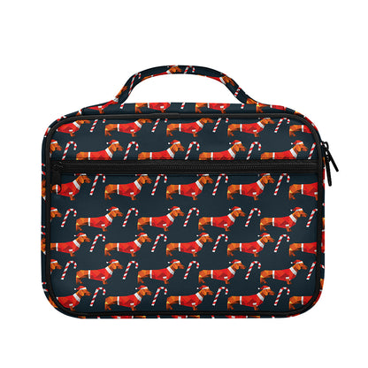 Xmas Dachshund Pattern Print Briefcase Bible Bag