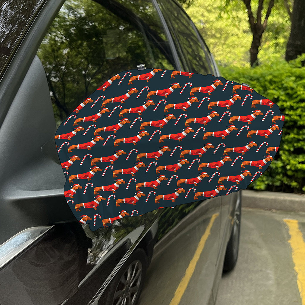 Xmas Dachshund Pattern Print Car Side Mirror Covers