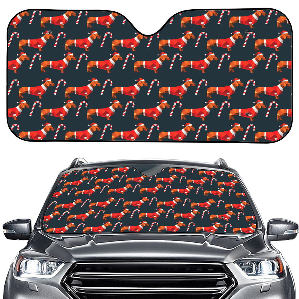 Xmas Dachshund Pattern Print Car Windshield Sun Shade