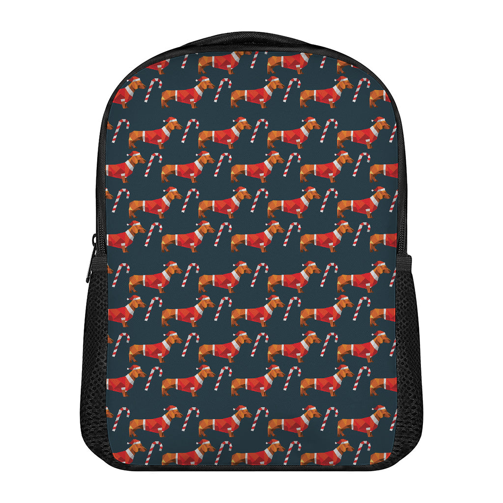 Xmas Dachshund Pattern Print Casual Backpack