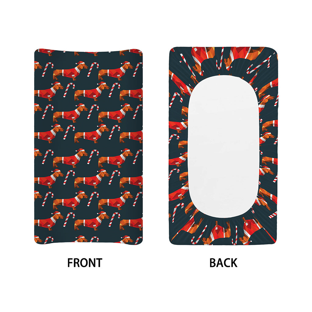 Xmas Dachshund Pattern Print Changing Pad Cover