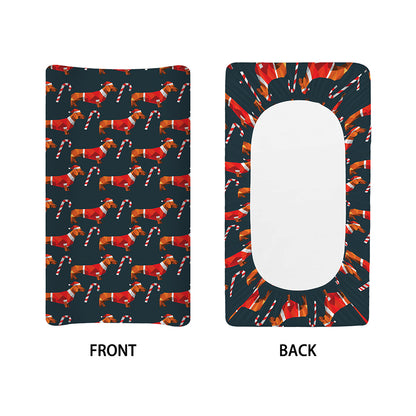 Xmas Dachshund Pattern Print Changing Pad Cover