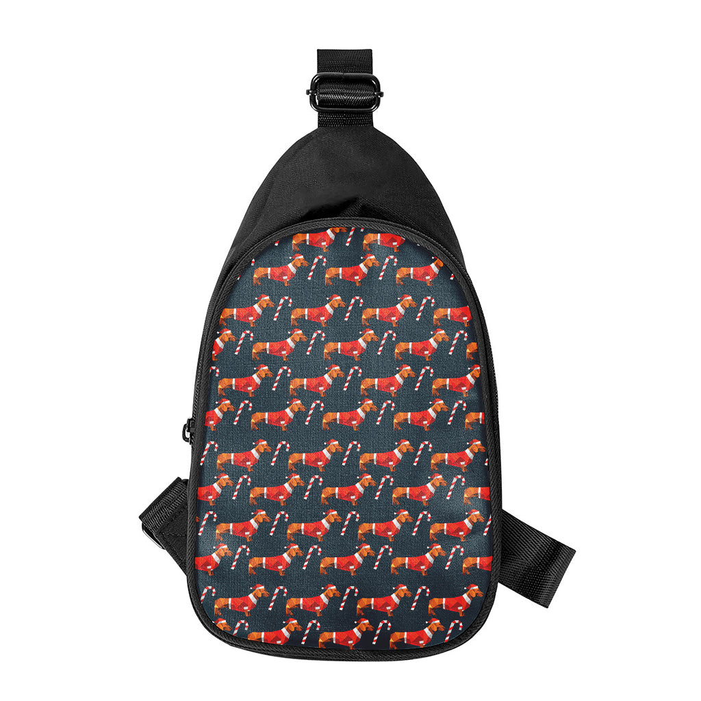 Xmas Dachshund Pattern Print Chest Bag