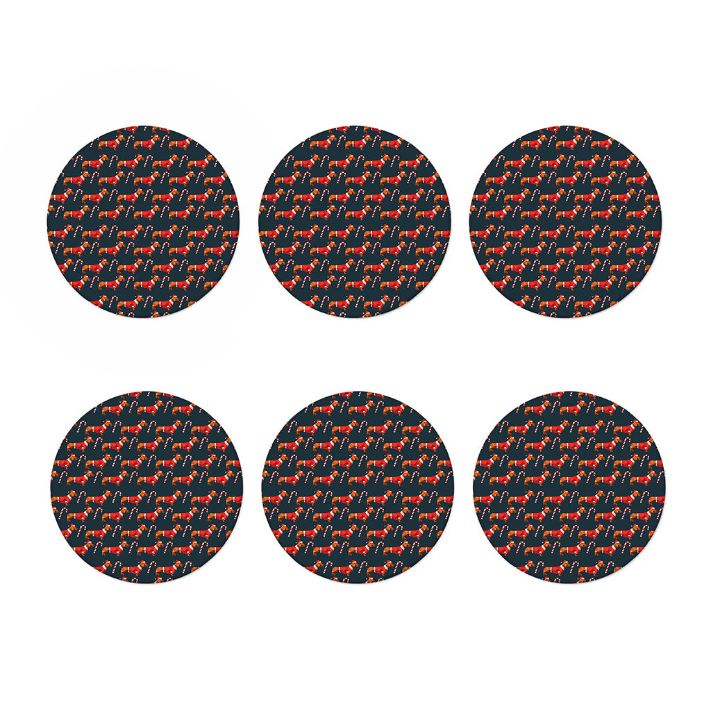 Xmas Dachshund Pattern Print Coaster Set