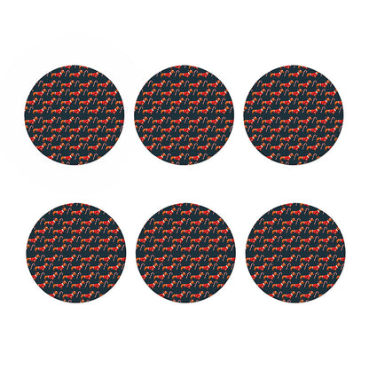 Xmas Dachshund Pattern Print Coaster Set