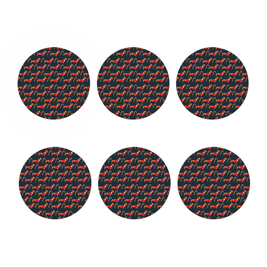 Xmas Dachshund Pattern Print Coaster Set