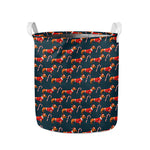 Xmas Dachshund Pattern Print Collapsible Laundry Basket