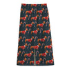 Xmas Dachshund Pattern Print Cotton Front Slit Maxi Skirt