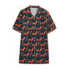 Xmas Dachshund Pattern Print Cotton Hawaiian Shirt