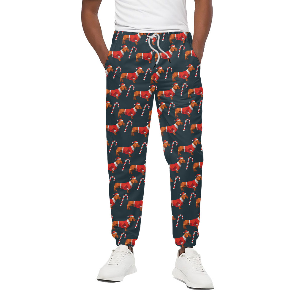 Xmas Dachshund Pattern Print Cotton Pants