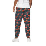 Xmas Dachshund Pattern Print Cotton Pants