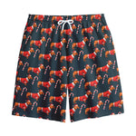 Xmas Dachshund Pattern Print Cotton Shorts