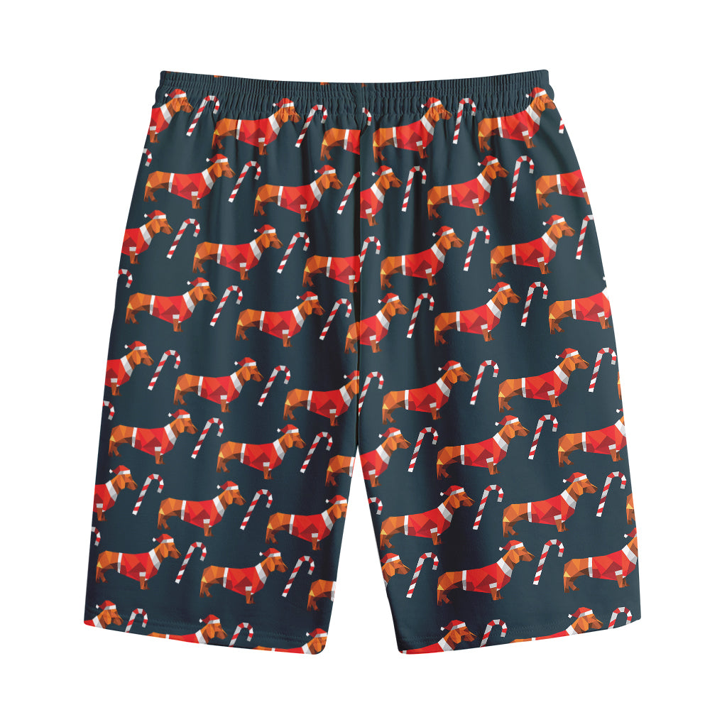 Xmas Dachshund Pattern Print Cotton Shorts