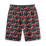 Xmas Dachshund Pattern Print Cotton Shorts