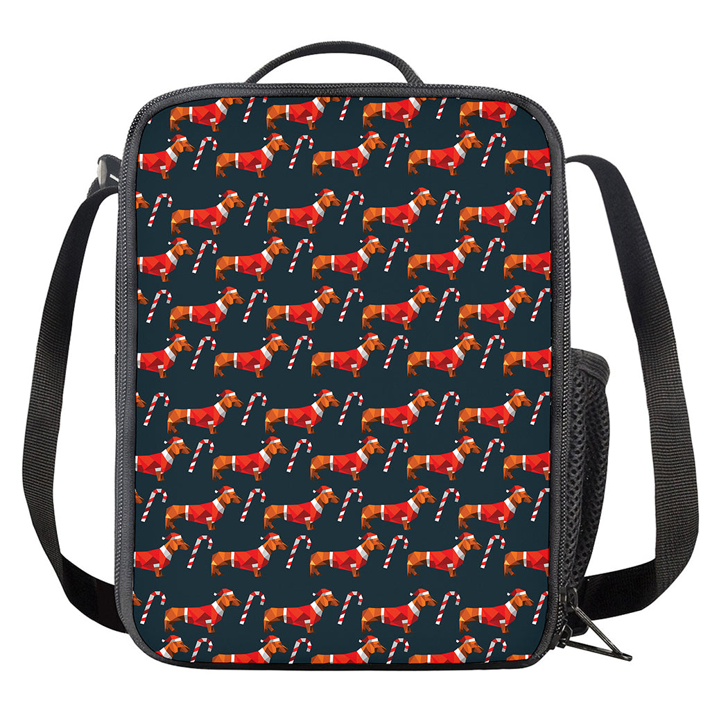 Xmas Dachshund Pattern Print Crossbody Lunch Bag